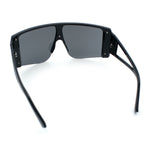 Womens Oversized Shield Curved Wrap Flat Top Half Rim Plastic Sunglasses
