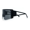 Womens Oversized Shield Curved Wrap Flat Top Half Rim Plastic Sunglasses