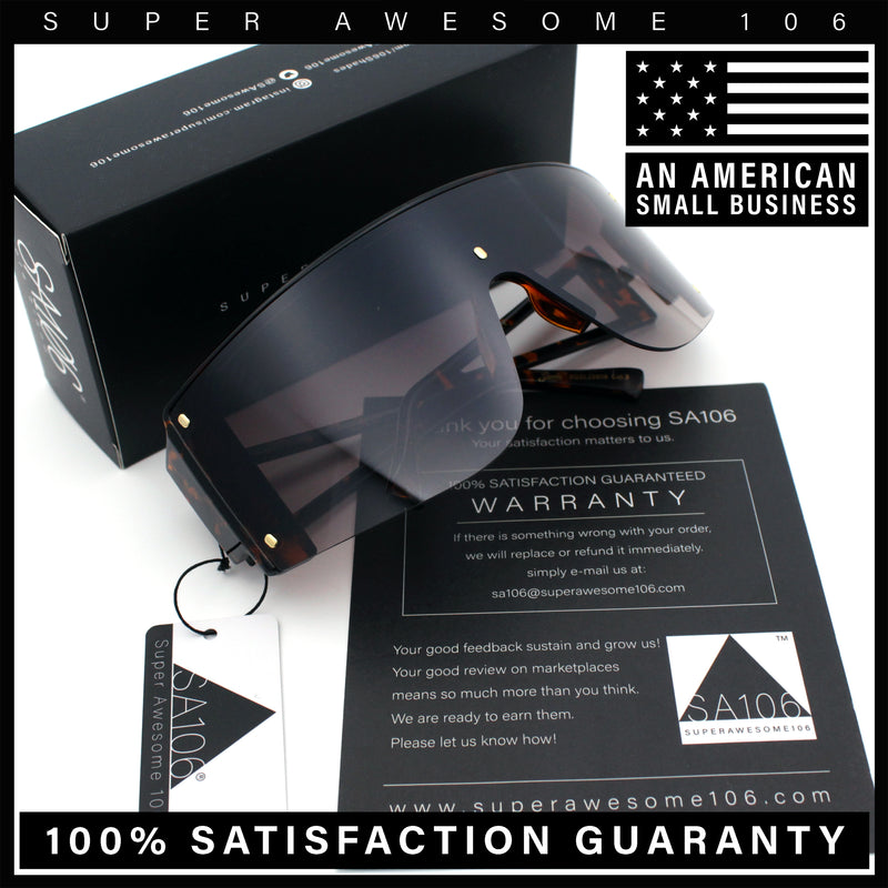 Womens Oversized Shield Curved Wrap Flat Top Half Rim Plastic Sunglasses