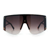 Womens Oversized Shield Curved Wrap Flat Top Half Rim Plastic Sunglasses