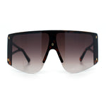 Womens Oversized Shield Curved Wrap Flat Top Half Rim Plastic Sunglasses