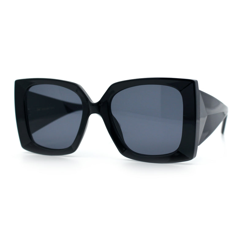 Womens Bold Thick Plastic Butterfly Squared Rectangle Oversize Diva Sunglasses
