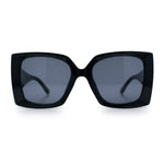 Womens Bold Thick Plastic Butterfly Squared Rectangle Oversize Diva Sunglasses