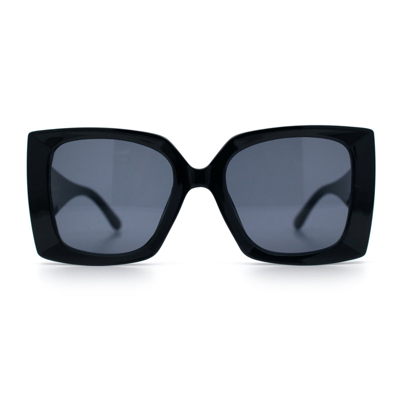 Womens Bold Thick Plastic Butterfly Squared Rectangle Oversize Diva Sunglasses