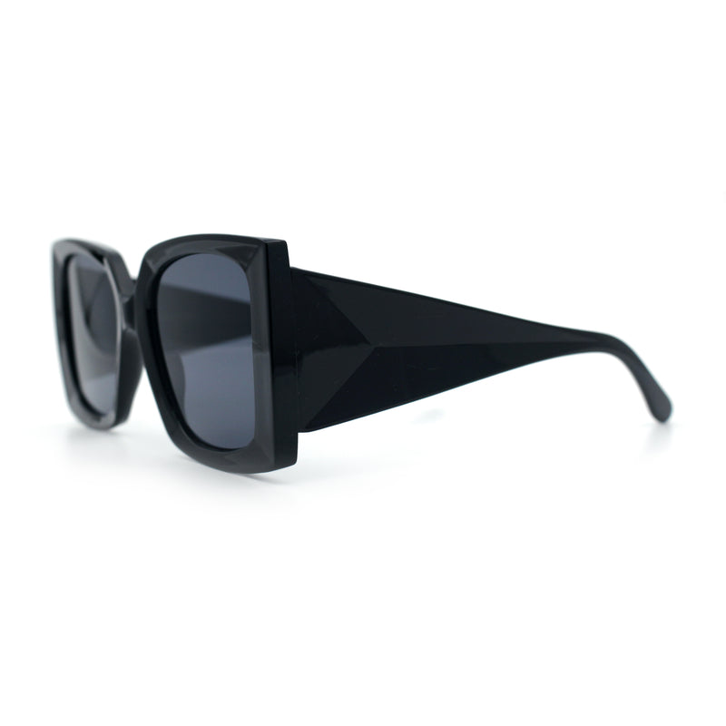 Womens Bold Thick Plastic Butterfly Squared Rectangle Oversize Diva Sunglasses