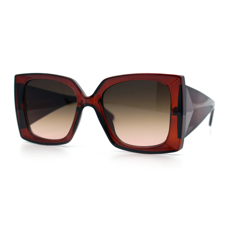 Womens Bold Thick Plastic Butterfly Squared Rectangle Oversize Diva Sunglasses