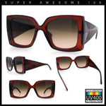 Womens Bold Thick Plastic Butterfly Squared Rectangle Oversize Diva Sunglasses
