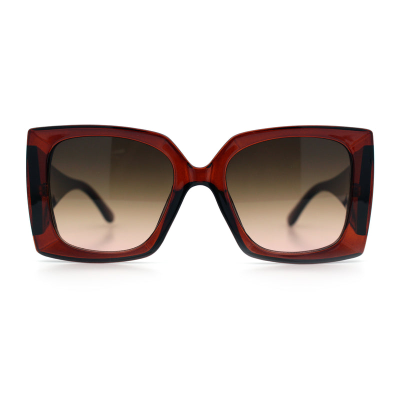 Womens Bold Thick Plastic Butterfly Squared Rectangle Oversize Diva Sunglasses