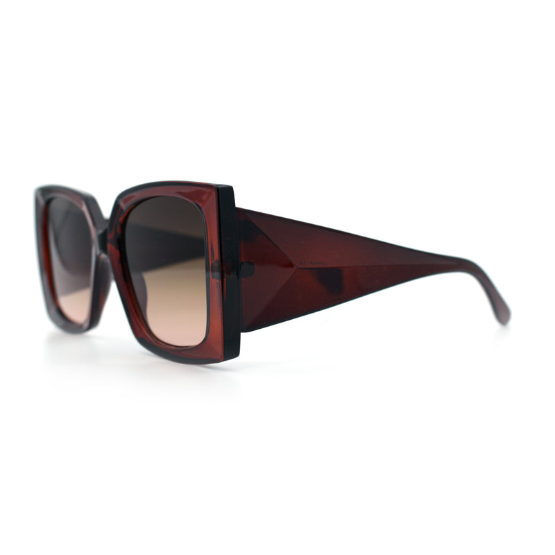 Womens Bold Thick Plastic Butterfly Squared Rectangle Oversize Diva Sunglasses