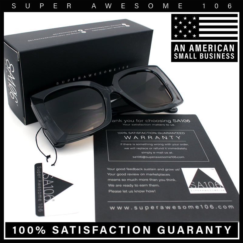 Womens Bold Thick Plastic Butterfly Squared Rectangle Oversize Diva Sunglasses