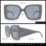 Womens Bold Thick Plastic Butterfly Squared Rectangle Oversize Diva Sunglasses
