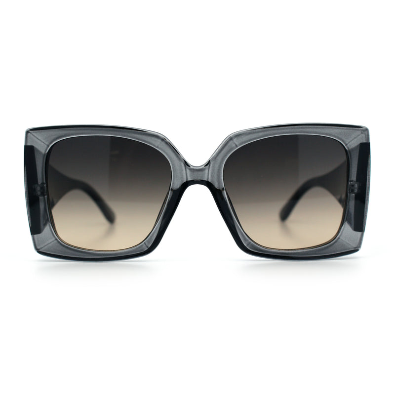 Womens Bold Thick Plastic Butterfly Squared Rectangle Oversize Diva Sunglasses