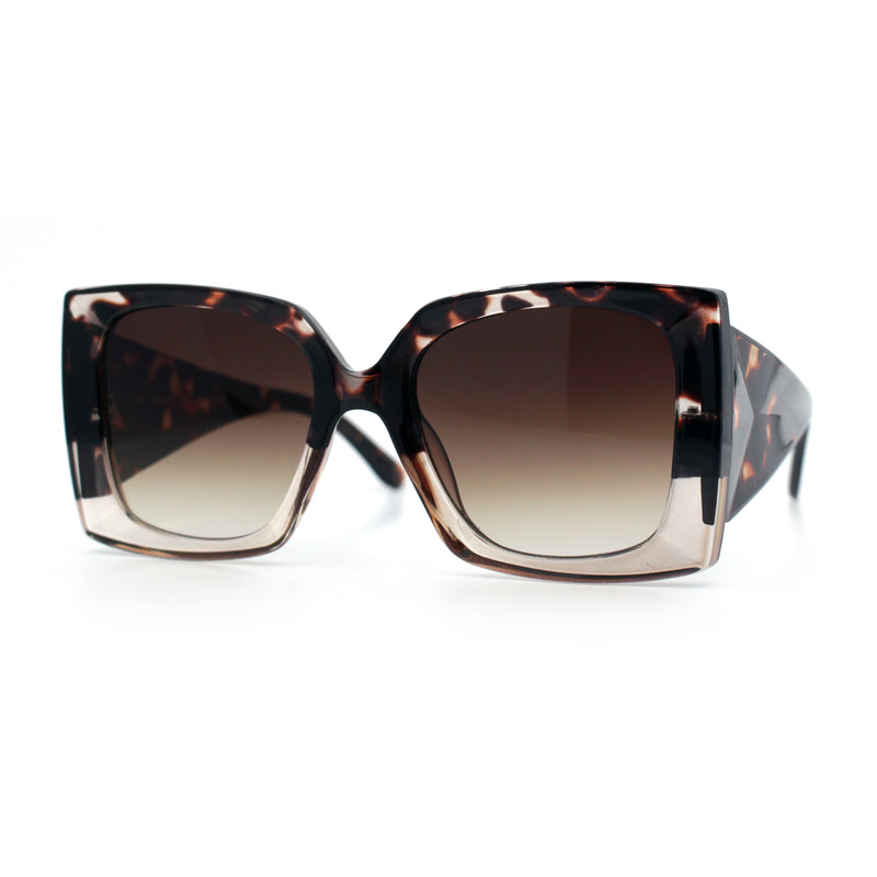 Womens Bold Thick Plastic Butterfly Squared Rectangle Oversize Diva Sunglasses