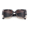 Womens Bold Thick Plastic Butterfly Squared Rectangle Oversize Diva Sunglasses