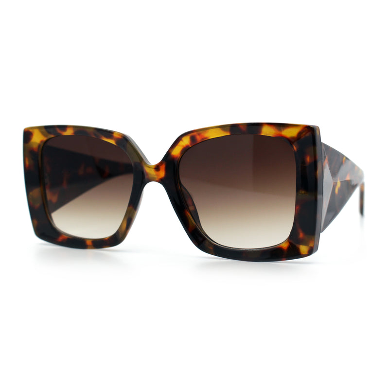 Womens Bold Thick Plastic Butterfly Squared Rectangle Oversize Diva Sunglasses