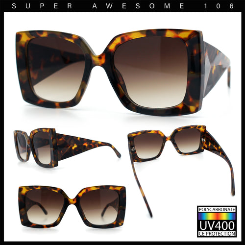 Womens Bold Thick Plastic Butterfly Squared Rectangle Oversize Diva Sunglasses