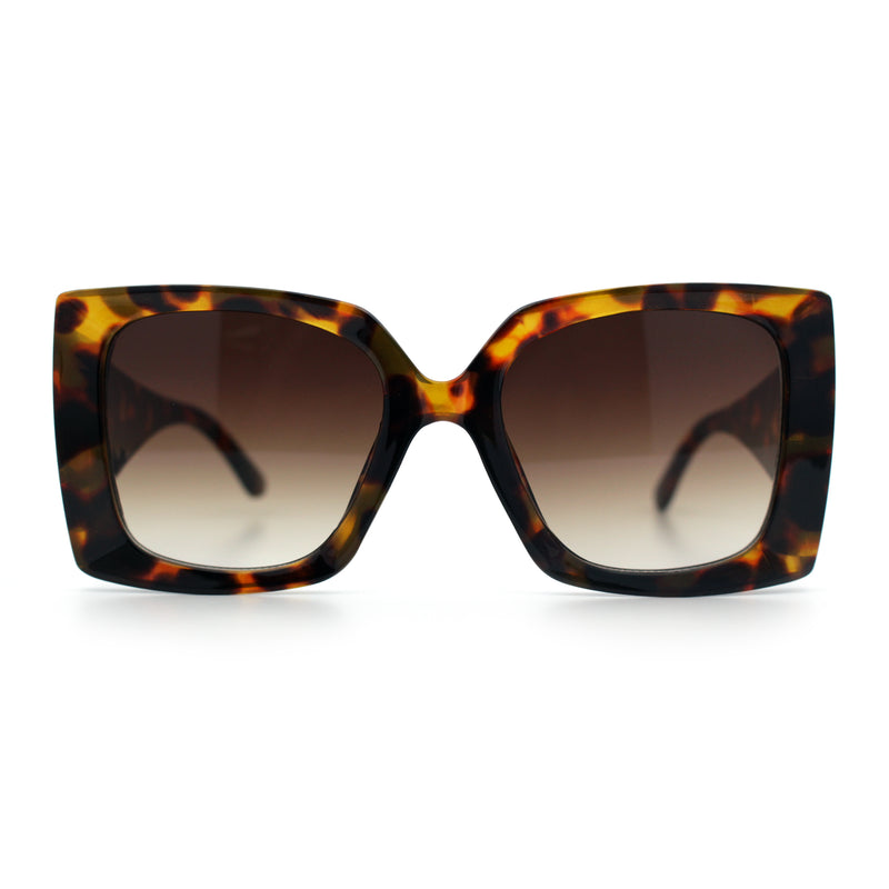 Womens Bold Thick Plastic Butterfly Squared Rectangle Oversize Diva Sunglasses