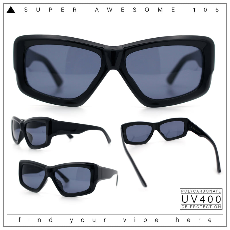 Womens Oversized Thick Plastic Sport 90s Fashion Rectangle Sunglasses