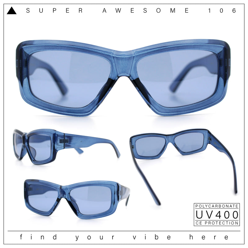Womens Oversized Thick Plastic Sport 90s Fashion Rectangle Sunglasses