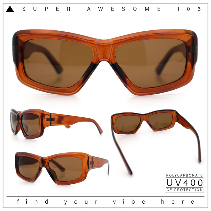 Womens Oversized Thick Plastic Sport 90s Fashion Rectangle Sunglasses