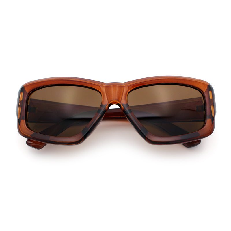 Womens Oversized Thick Plastic Sport 90s Fashion Rectangle Sunglasses