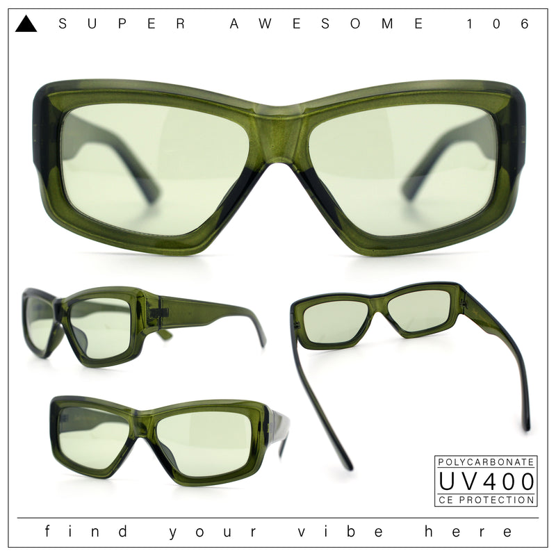 Womens Oversized Thick Plastic Sport 90s Fashion Rectangle Sunglasses