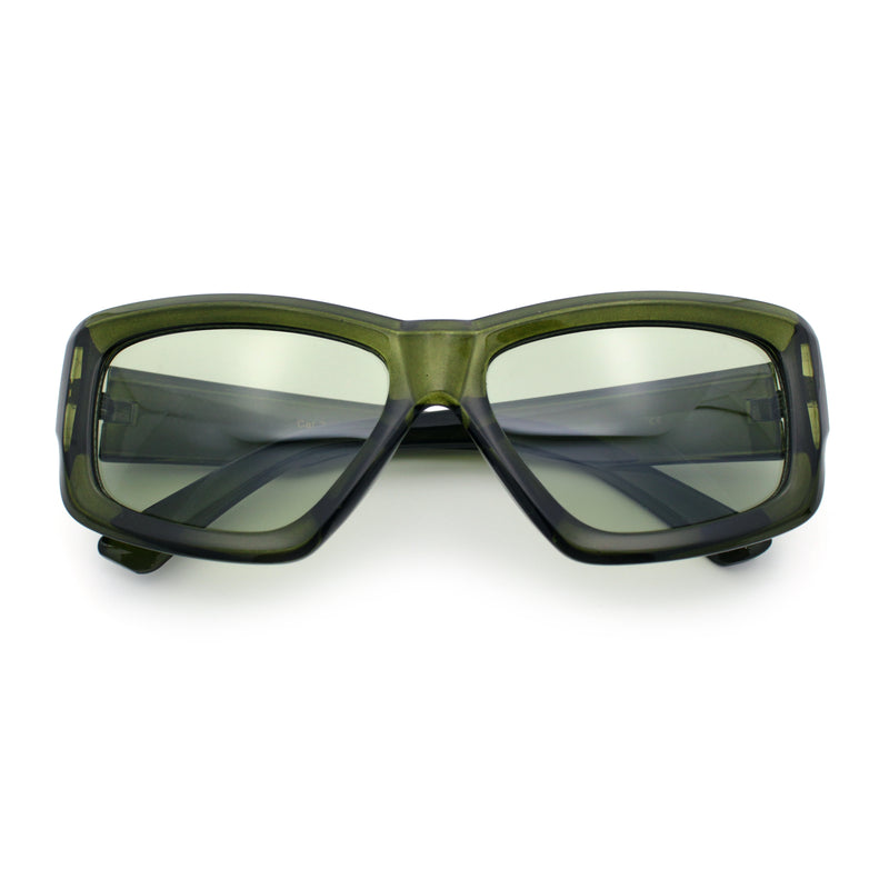 Womens Oversized Thick Plastic Sport 90s Fashion Rectangle Sunglasses