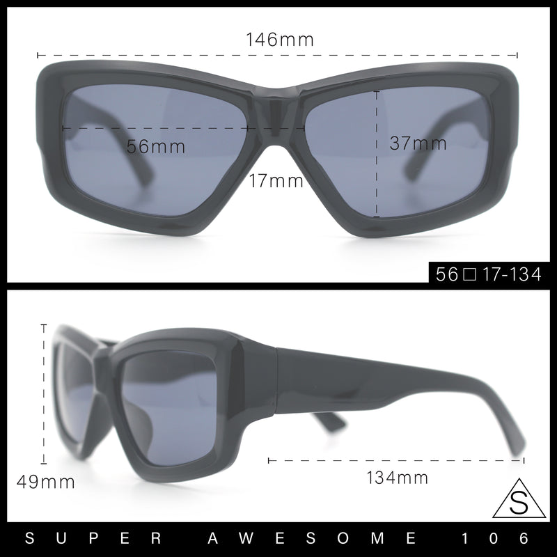 Womens Oversized Thick Plastic Sport 90s Fashion Rectangle Sunglasses
