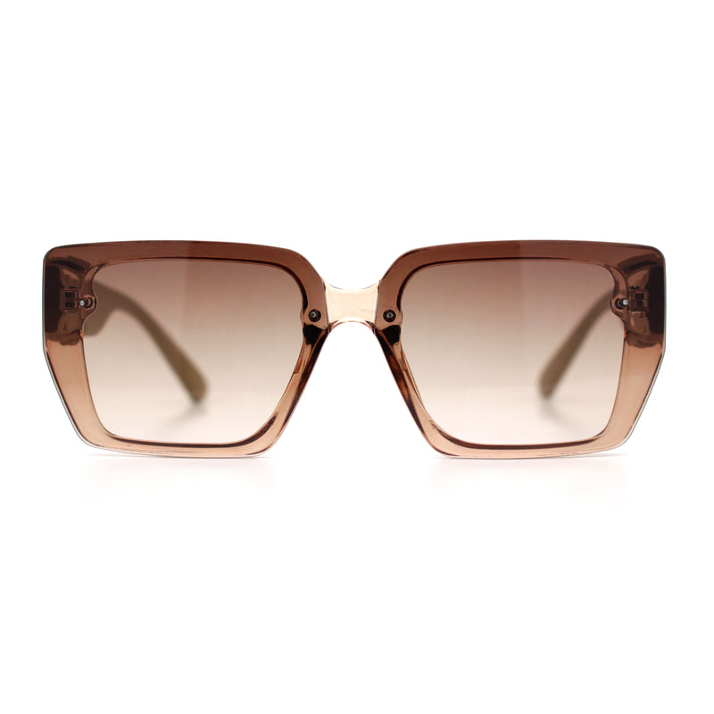 Womens Rose Metal Button Gem Arm Rimless Rectangle Designer Fashion Sunglasses