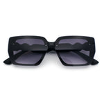 Womens Rose Metal Button Gem Arm Rimless Rectangle Designer Fashion Sunglasses