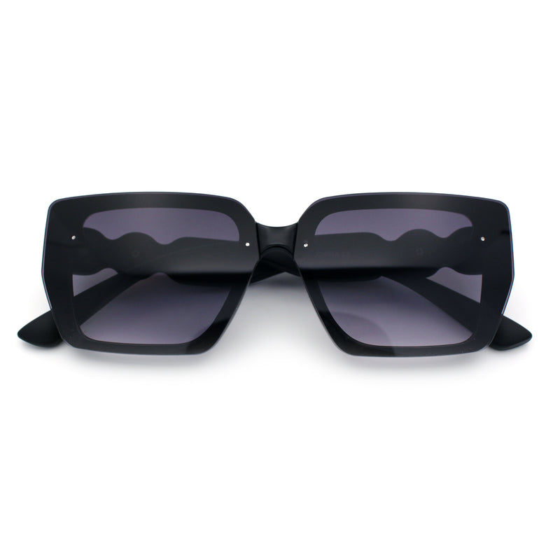 Womens Rose Metal Button Gem Arm Rimless Rectangle Designer Fashion Sunglasses