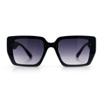 Womens Rose Metal Button Gem Arm Rimless Rectangle Designer Fashion Sunglasses
