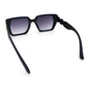 Womens Rose Metal Button Gem Arm Rimless Rectangle Designer Fashion Sunglasses