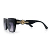 Womens Rose Metal Button Gem Arm Rimless Rectangle Designer Fashion Sunglasses