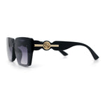 Womens Rose Metal Button Gem Arm Rimless Rectangle Designer Fashion Sunglasses