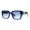 Womens Rose Metal Button Gem Arm Rimless Rectangle Designer Fashion Sunglasses