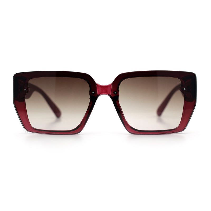 Womens Rose Metal Button Gem Arm Rimless Rectangle Designer Fashion Sunglasses