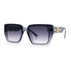 Womens Rose Metal Button Gem Arm Rimless Rectangle Designer Fashion Sunglasses