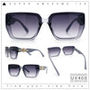 Womens Rose Metal Button Gem Arm Rimless Rectangle Designer Fashion Sunglasses