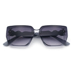 Womens Rose Metal Button Gem Arm Rimless Rectangle Designer Fashion Sunglasses