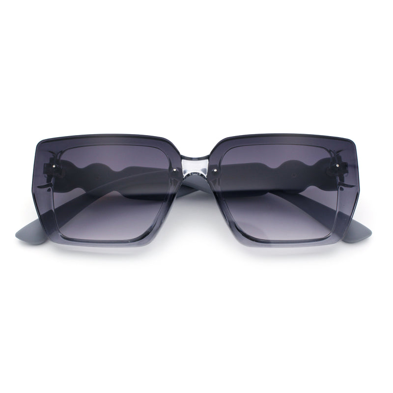 Womens Rose Metal Button Gem Arm Rimless Rectangle Designer Fashion Sunglasses