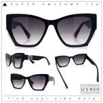 Womens Oversized Exposed Lens Rectangle Cat Eye Designer Fashion Luxury Sunglasses