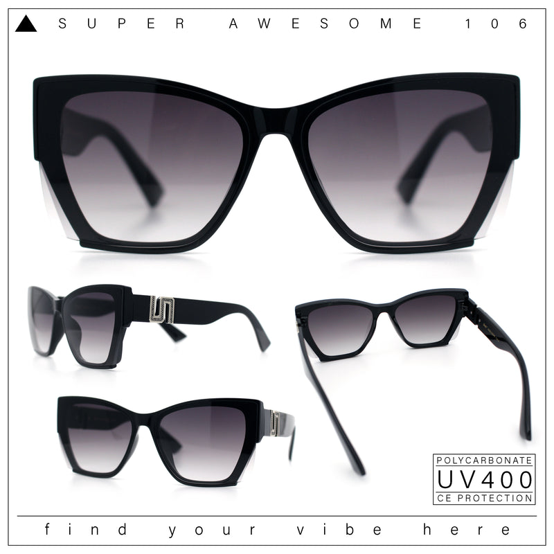 Womens Oversized Exposed Lens Rectangle Cat Eye Designer Fashion Luxury Sunglasses