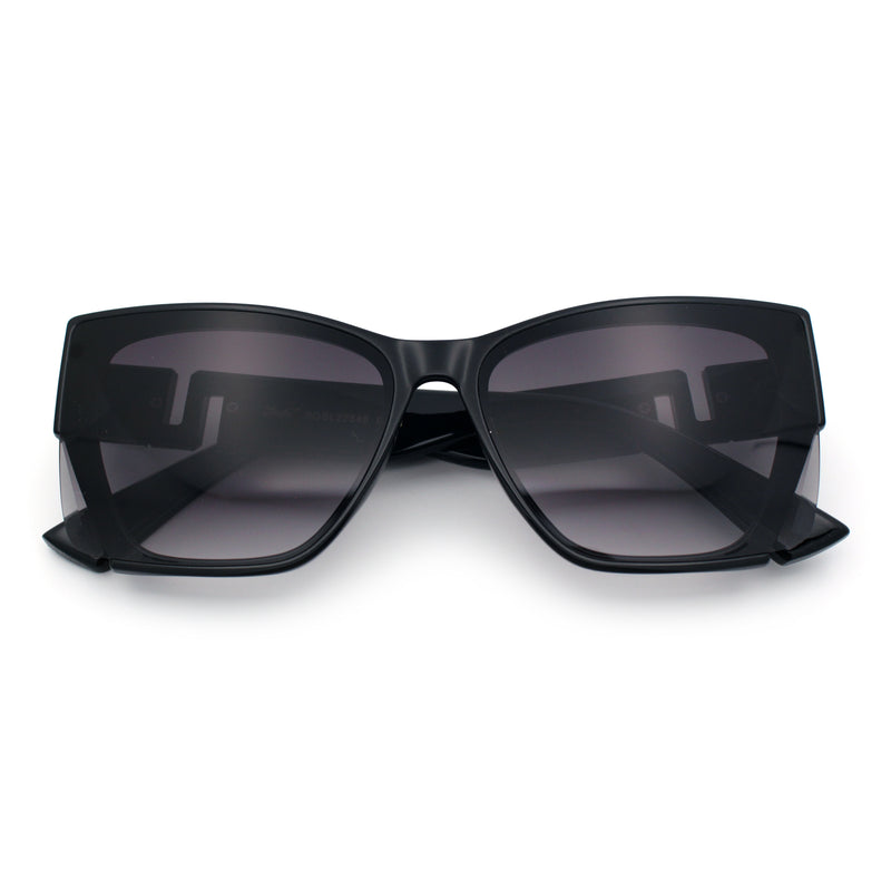 Womens Oversized Exposed Lens Rectangle Cat Eye Designer Fashion Luxury Sunglasses