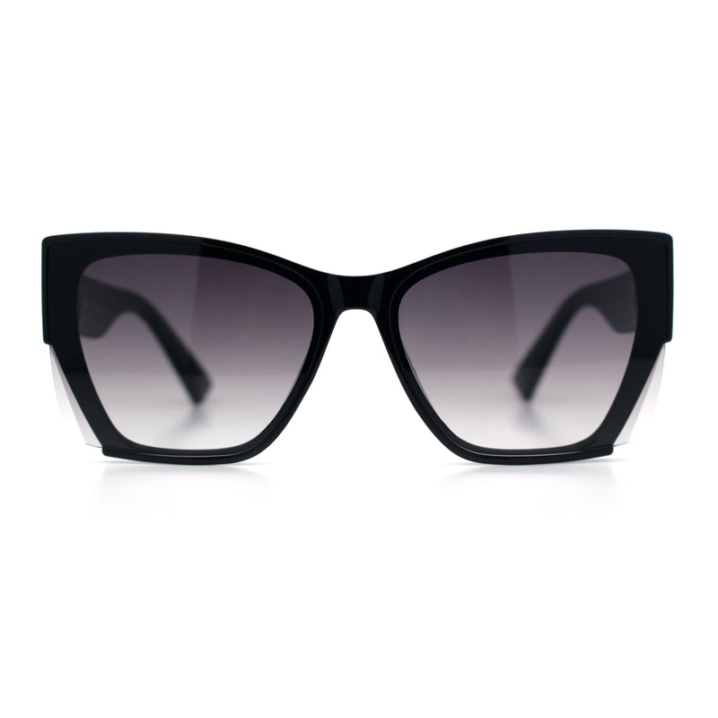 Womens Oversized Exposed Lens Rectangle Cat Eye Designer Fashion Luxury Sunglasses