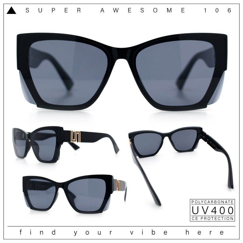 Womens Oversized Exposed Lens Rectangle Cat Eye Designer Fashion Luxury Sunglasses