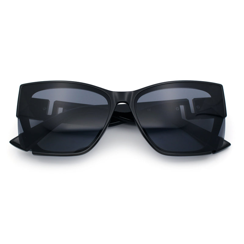 Womens Oversized Exposed Lens Rectangle Cat Eye Designer Fashion Luxury Sunglasses