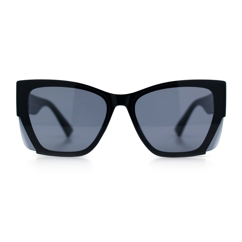 Womens Oversized Exposed Lens Rectangle Cat Eye Designer Fashion Luxury Sunglasses