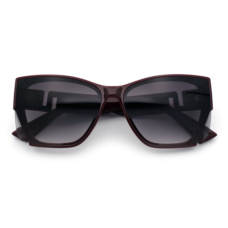 Womens Oversized Exposed Lens Rectangle Cat Eye Designer Fashion Luxury Sunglasses