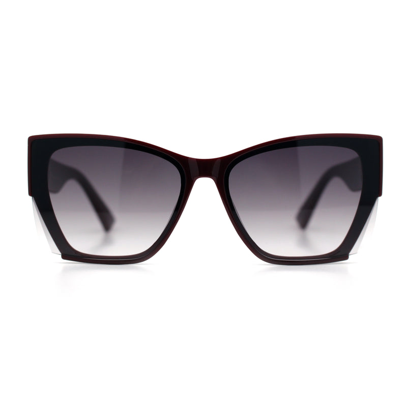 Womens Oversized Exposed Lens Rectangle Cat Eye Designer Fashion Luxury Sunglasses